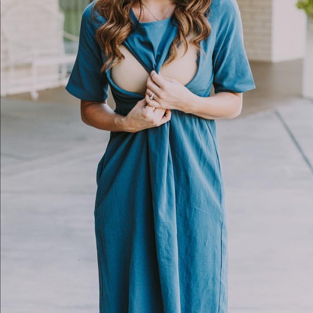 Wren & ivory blue nursing dress large